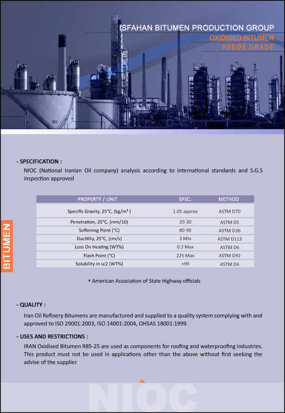 Iran Oxidized Bitumen 85-25 Iran Oxidized Bitumen 85-25