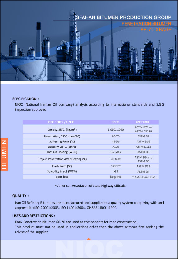 Penetration Bitumen AH-70 Penetration Bitumen AH-70